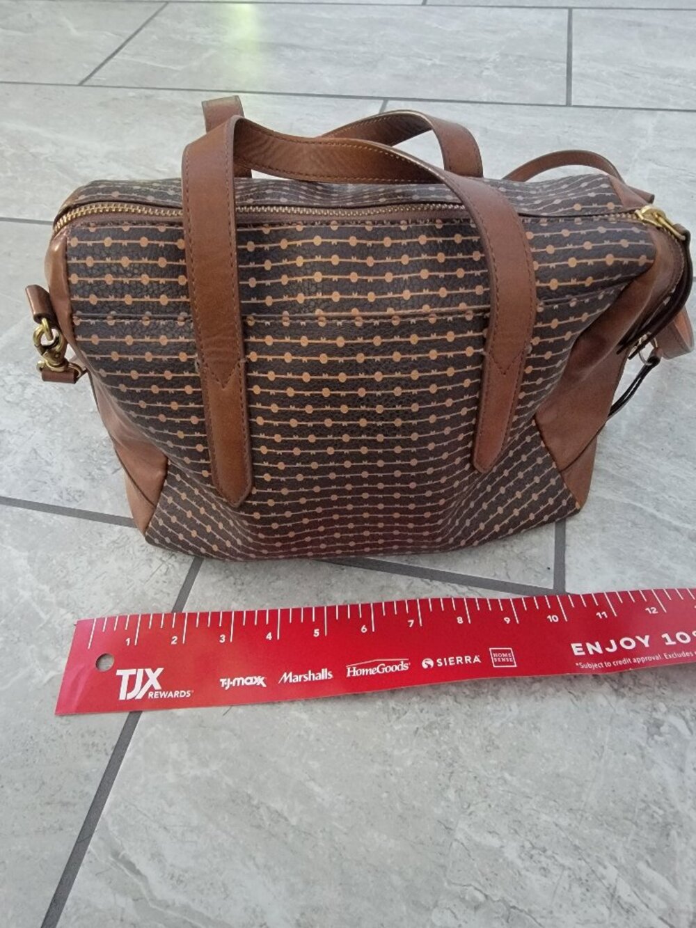 Fossil brown satchel handbag purse